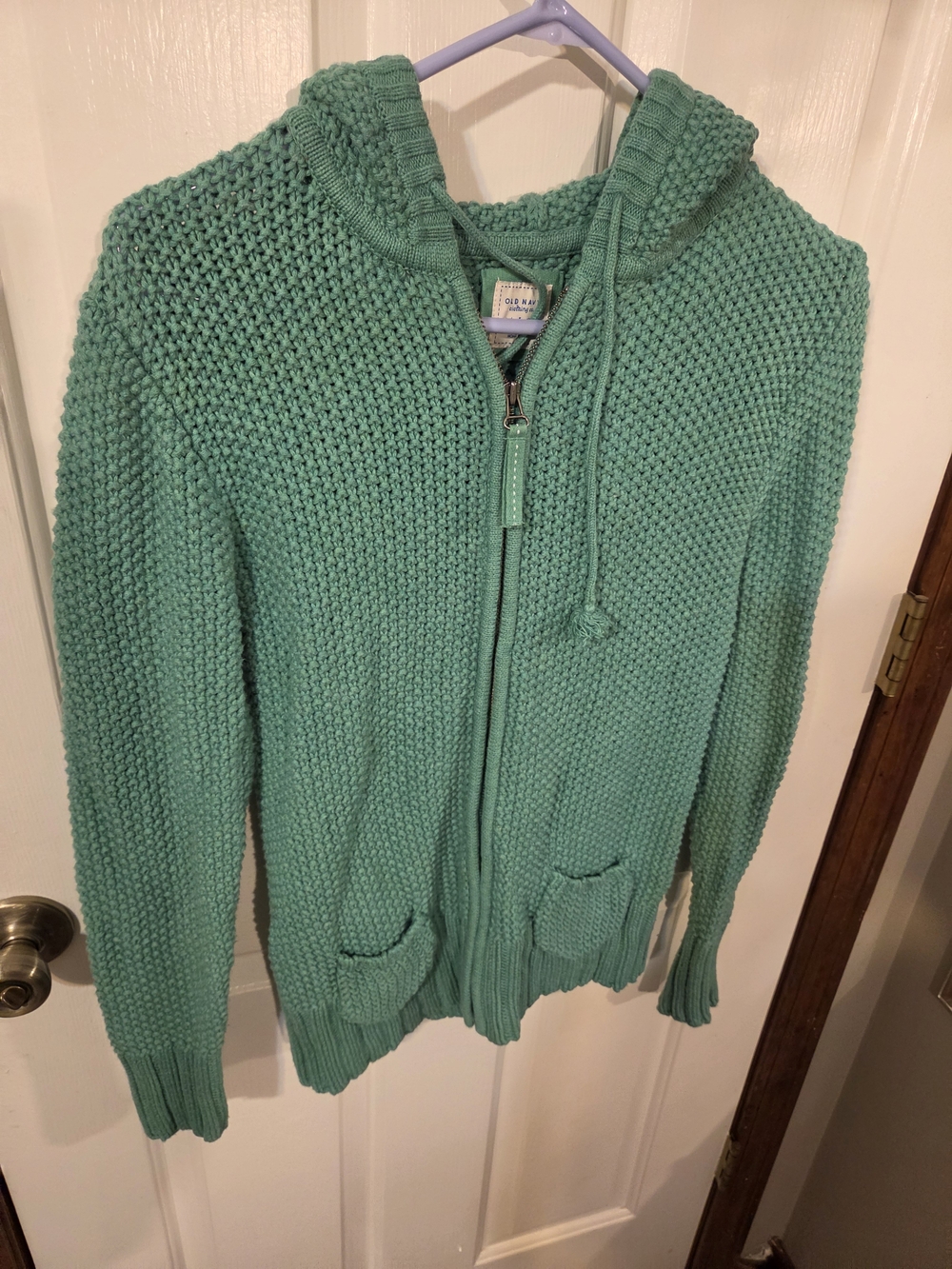 Old Navy Mint Green Knit Hooded Zip Cardigan